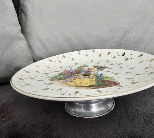 Ceramic pedestal cake stand - cake,