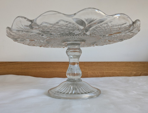 Vintage pressed glass pedestal - vintage,