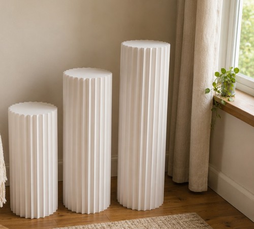 3pc white cylinder pedestal - 3pc,