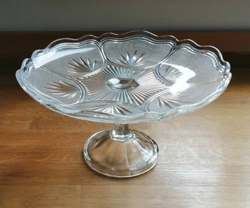 Vintage pressed glass pedestal - vintage,