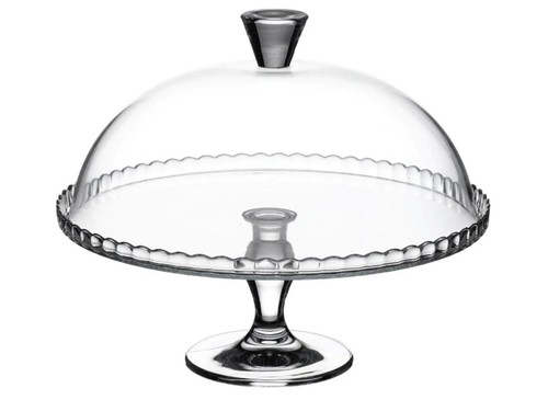 Large glass cake - stand, lid